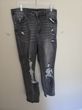 Women's Skinny Distressed Grey/black Jeans